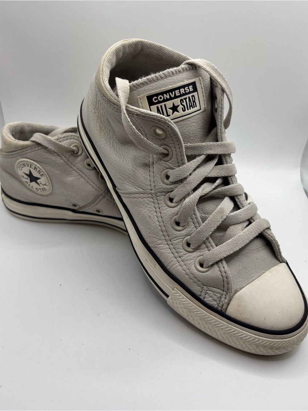 Women Leather Converse All Star Gray High Top Shoes Size 7